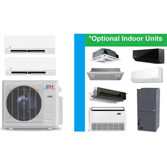 C&H 2-Zone 25.1 SEE2 Mini Split Heat Pump (-13°F) E-Star: 14 EER/9.8 HSPF (R454B)
