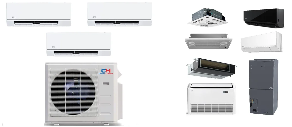 C&H 3-Zone 25.1 SEER2 Mini Split AC Heat Pump (-13&deg;F) E-Star: 14 EER2 / 9.8 HSPF2 (R454B)