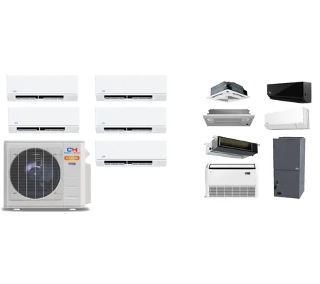 C&H 5-Zone 23 SEER2 Mini Split H-Heat Pump AC (-22°F) E-Star: 13 EER/10.7 HSPF (R454B)