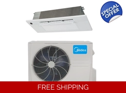 Midea 18K-Btu 19.8 SEER2 1-Way Cassette Split H-Heat Pump (-22°F) 12.5 EER/11.2 HSPF (R410a)