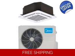 Midea 9K-Btu 20.5 SEER2 Cassette Mini Split H-Heat Pump (-22°F) E-Star: 13 EER/10.3 HSPF (R410a)
