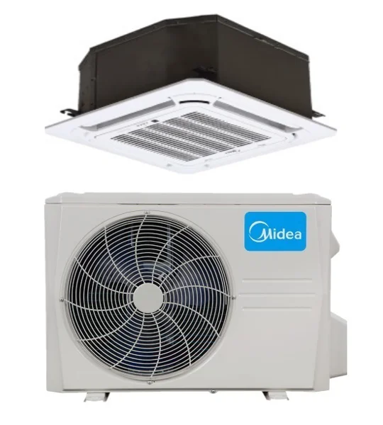 Midea 9K-Btu 20.5 SEER2 Cassette Mini Split H-Heat Pump (-22°F) E-Star: 13 EER/10.3 HSPF (R410a)