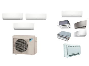 Daikin 3 Room Mini Split AC H-Heat Pump (-13°F) E-Star: 19 SEER2, 12.5 EER, 9.5 HSPF (R32)