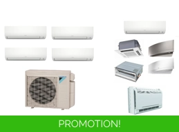 Daikin 4-Room Mini Split Heat Pump (5°F) 20 SEER2, 10 EER, 9.5 HSPF (R32)