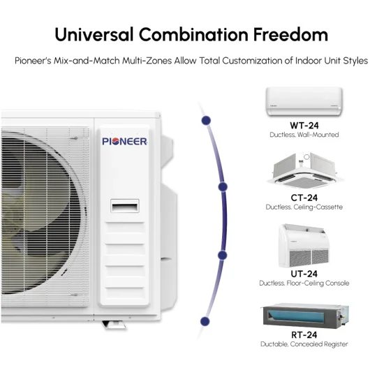 Pioneer (2-5 Zone) Custom Mini Split AC Heat Pump (-13°F) E-Star: 24 SEER2/13 EER/10.5 HSPF (R454B)