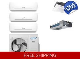 AirCon 3-Zone 22 SEER2 Mini Split Heat Pump (-13°F), E-Star: 12.5 EER/9.05 HSPF (R410a)