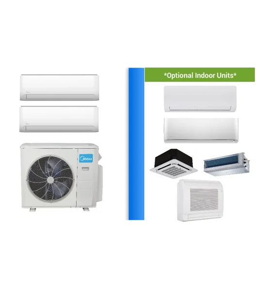 Midea 2-Zone Custom Mini Split AC H-Heat Pump (-22°F) E-Star: 22.4 SEER2/12 EER/9.5 HSPF (R410a)