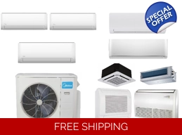 Midea 3-Zone 22.3 SEER2 Mini Split H-Heat Pump (-22°F) E-Star 12.5 EER/9.6 HSPF (R410a)