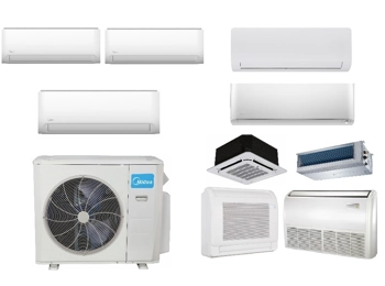 Midea 3-Zone 22.3 SEER2 Mini Split H-Heat Pump (-22°F) E-Star 12.5 EER/9.6 HSPF (R410a)