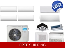 Midea 4-Zone 22.4 SEER2 Mini Split H-Heat Pump (-22°F) E-Star: 12 EER/9.5 HSPF (R410a)