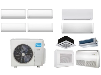 Midea 4-Zone 22.4 SEER2 Mini Split H-Heat Pump (-22°F) E-Star: 12 EER/9.5 HSPF (R410a)