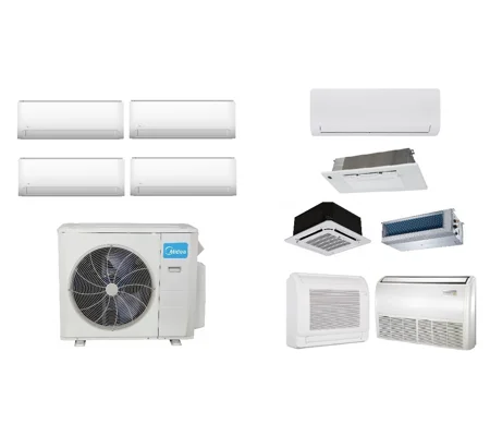 Midea 4-Zone 22.4 SEER2 Mini Split H-Heat Pump (-22°F) E-Star: 12 EER/9.5 HSPF (R410a)