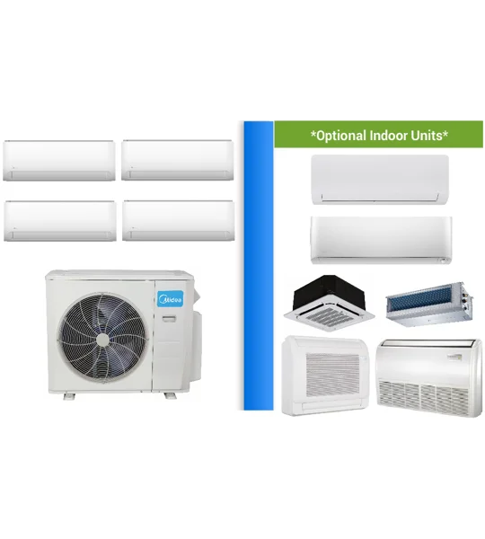Midea 4-Zone Custom Mini Split H-Heat Pump (-22°F) E-Star: 22.4 SEER2/12 EER/9.5 HSPF (R410a)