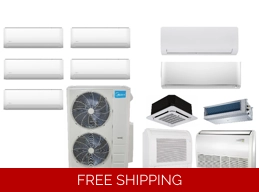 Midea 5-Zone 21.1 SEER2 Mini Split H-Heat Pump (-22°F) 11 EER/9.5 HSPF (R410a)