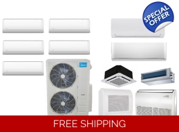 Midea 5-Zone 21.1 SEER2 Mini Split H-Heat Pump (-22°F) 11 EER/9.5 HSPF (R410a)