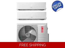 OLMO 2-Room Mini Split Heat Pump (-13°F) WIFI, E-Star: 21 SEER2/12.5 EER/9.5 HSPF (R410a)
