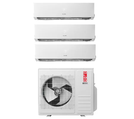 OLMO 3-Zone 22 SEER2 Mini Split AC Heat Pump (-13°F), WIFI, E-Star: 12.5 EER/9.05 HSPF (R410a)