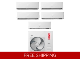 OLMO 5 Room Mini Split AC Heat Pump (-13°F) WIFI, E-Star: 22 SEER2/12 EER/9.5 HSPF (R454B)