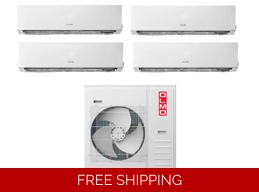 OLMO 4-Zone 21 SEER2 Mini Split Heat Pump (-13°F), WiFi, E-Star: 12.5 EER/9 HSPF (R410a)