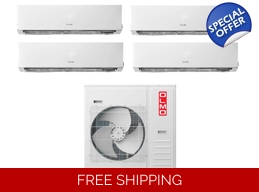 OLMO 4-Zone 21 SEER2 Mini Split Heat Pump (-13°F), WiFi, E-Star: 12.5 EER/9 HSPF (R410a)