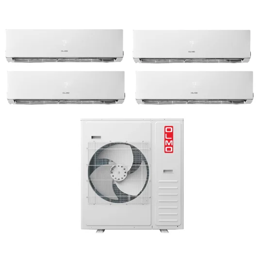OLMO 4-Zone 21 SEER2 Mini Split Heat Pump (-13°F), WiFi, E-Star: 12.5 EER/9 HSPF (R410a)