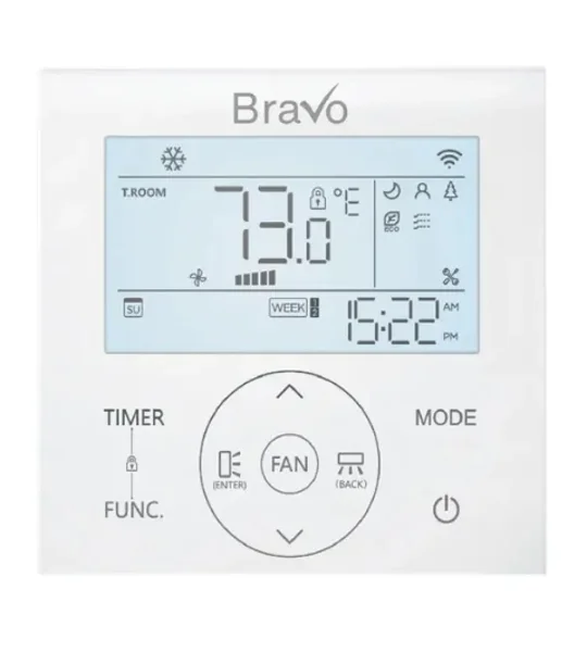 Bravo 9K-Btu 23 SEER2 Cassette Mini Split Heat Pump (-4°F) 12.5 EER/10 HSPF, WIFI (R32)