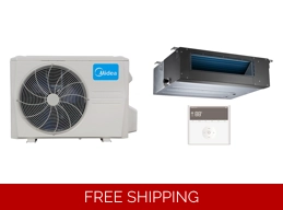 Midea 18K-Btu 18 SEER2 Slim Duct Mini Split H-Heat Pump (-22°F) E-Star: 11.7 EER/9.5 HSPF (R410a)