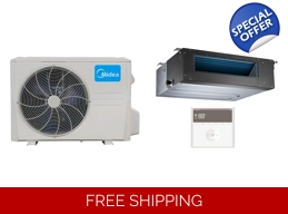 Midea 18K-Btu 18 SEER2 Slim Duct Mini Split H-Heat Pump (-22°F) E-Star: 11.7 EER/9.5 HSPF (R410a)