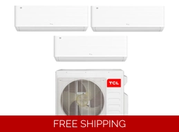TCL 3-Zone 22 SEER2 Mini Split Heat Pump (-4°F), WIFI, Inverter E-Star: 12 EER/9 HSPF (R410a)