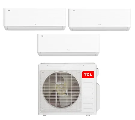 TCL 3 Zone 22 SEER2 Mini Split AC Heat Pump (-4°F), WIFI, Inverter E-Star: 12 EER/9 HSPF (R410a)