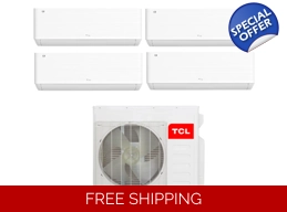 TCL 4-Zone 21.5 SEER2 Mini Split Heat Pump (-4°F), WIFI, E-Star: 12 EER/9 HSPF (R410a)