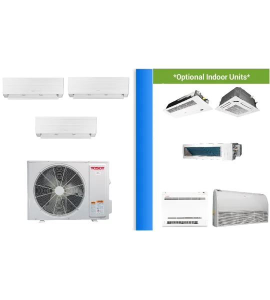 TOSOT 3 Zone 21 SEER2 Mini Split AC H-Heat Pump (-22°F) WIFI, E-Star: 12 EER/10 HSPF (R32)