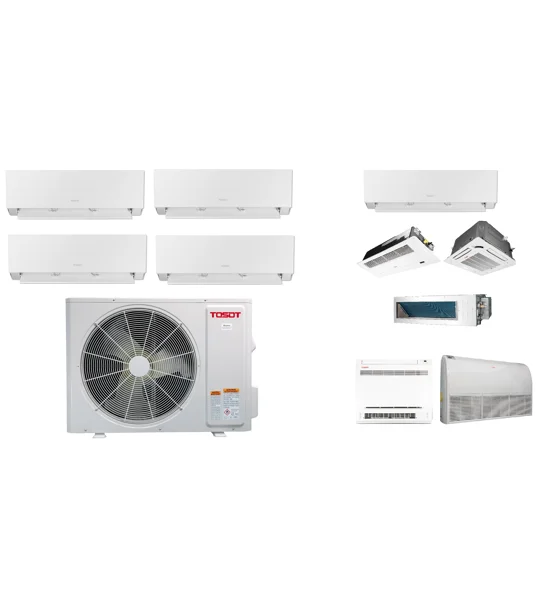 TOSOT 4-Zone 21 SEER2 Mini Split H-Heat Pump (-22°F) WIFI, E-Star: 13.6 EER/10 HSPF (R32)