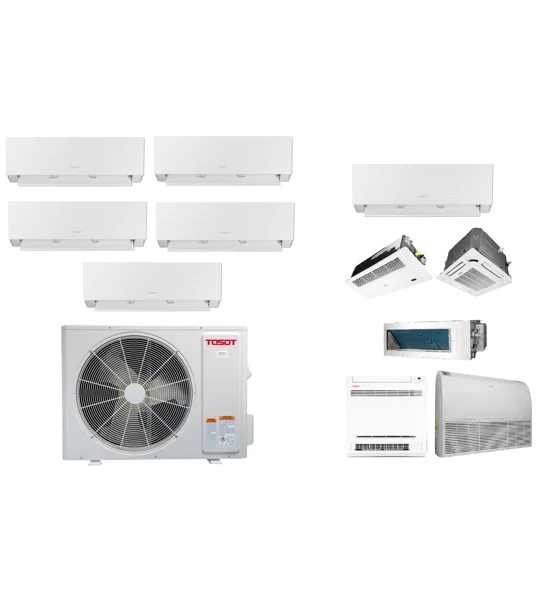 TOSOT 5-Zone 21 SEER2 Mini Split H-Heat Pump (-22°F) WIFI, E-Star: 13 EER/10 HSPF (R32)