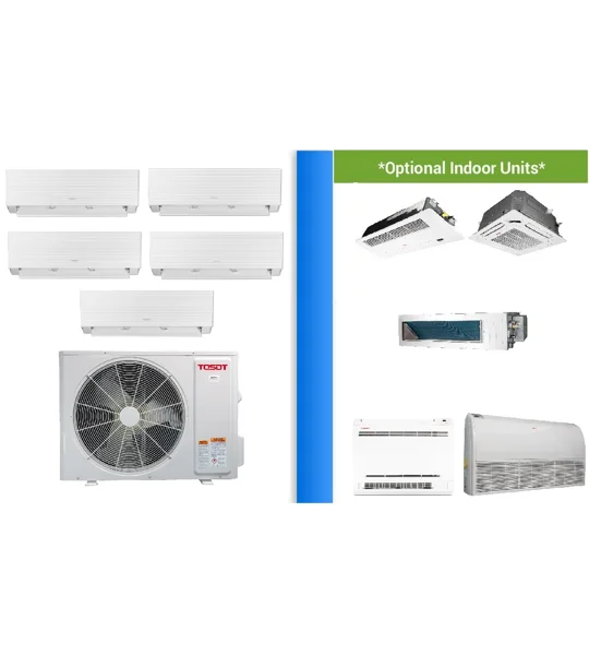 TOSOT 5-Zone 21 SEER2 Mini Split H-Heat Pump (-22°F) WIFI, E-Star: 13 EER/10 HSPF (R32)