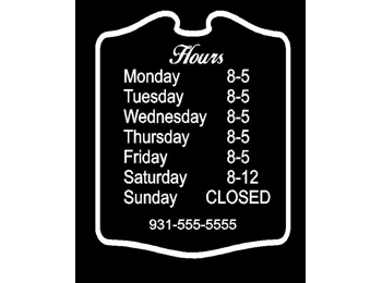 Custom Business Store Hours Vinyl Decal Sticker Sign 11 x 14 Window Door Glass