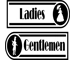 Restroom Sign Business Resturant Signs Sticker Ladies & Gentlemen Set of 2