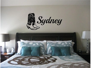 Cowboy Boots & Personalized Name Wall Sticker Wall Art Decor Vinyl Decal Sticker