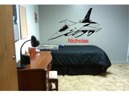 Jet Plane and Personalized Name Wall Sticker Wall Art Decor Vinyl Decal