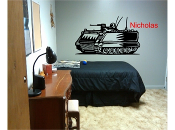 MilitaryTank & Personalized Name Wall Sticker Wall Art Decor Vinyl Decal Mural