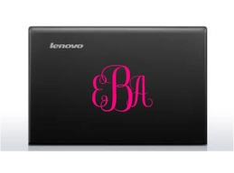 MONOGRAM Initials Laptop Computer Sticker Vinyl Decal Stickers 5.5x7