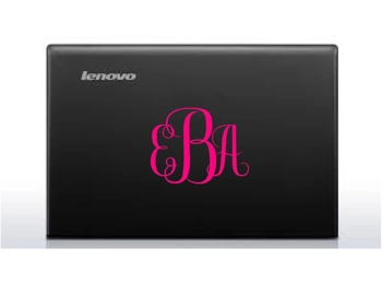 MONOGRAM Initials Laptop Computer Sticker Vinyl Decal Stickers 5.5x7""