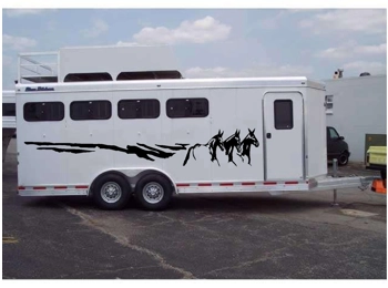 Mules Running Border Horse Trailer Decal Stickers 8x70 Set of 2 Stickers