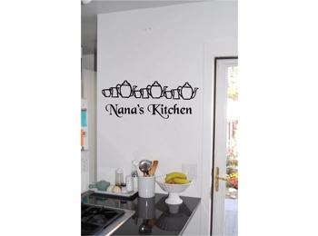 Nana's Kitchen Teapots Personalized Kitchen Wall Sign Sticker Wall Art