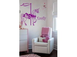 Unicorn Carousel & Personalized Name Wall Stickers Horse Elephant Unicorn