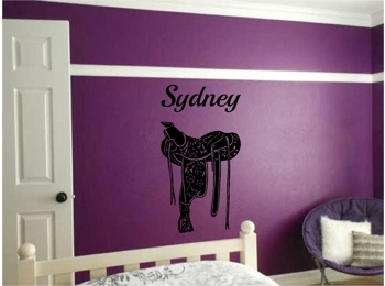 Horse Saddle & Personalized Name Wall Sticker