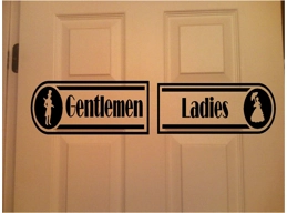Restroom Sign Business Resturant Signs Sticker Ladies & Gentlemen Set of 2