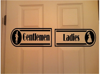Restroom Sign Business Resturant Signs Sticker Ladies & Gentlemen Set of 2