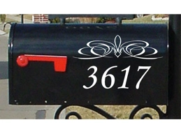 Custom Mailbox Numbers and Fancy Swag Mailbox stickers set of 2