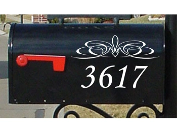 Custom Mailbox Numbers and Fancy Swag Mailbox stickers set of 2